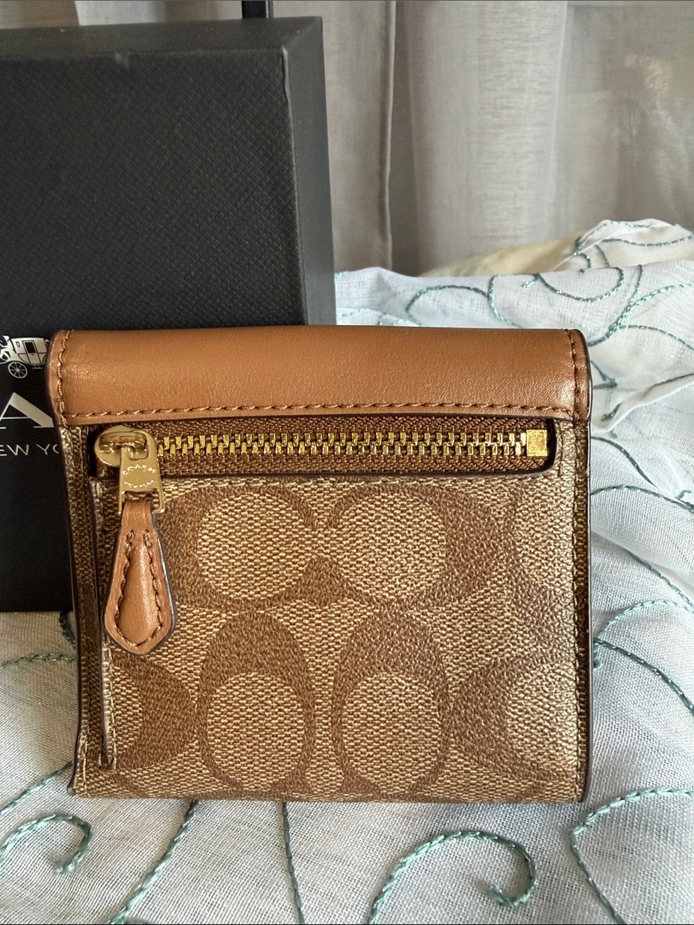 Coach Signature Canvas and Leather Compact Card Holder - Picture 2 of 8